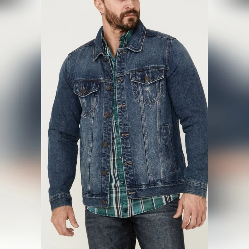 MOONSHINE SPIRITS BY BRAD PAISLEY. DENIM JACKET. DISTRESSED. MENS MED - Picture 1 of 9